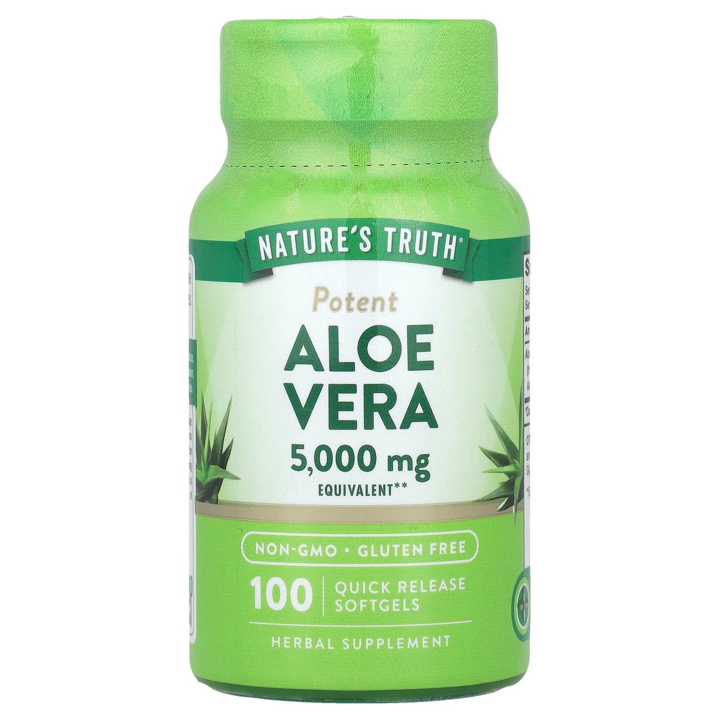 Nature's Truth, Aloe Vera, 5,000 mg, 100 Quick Release Softgels - Image 1