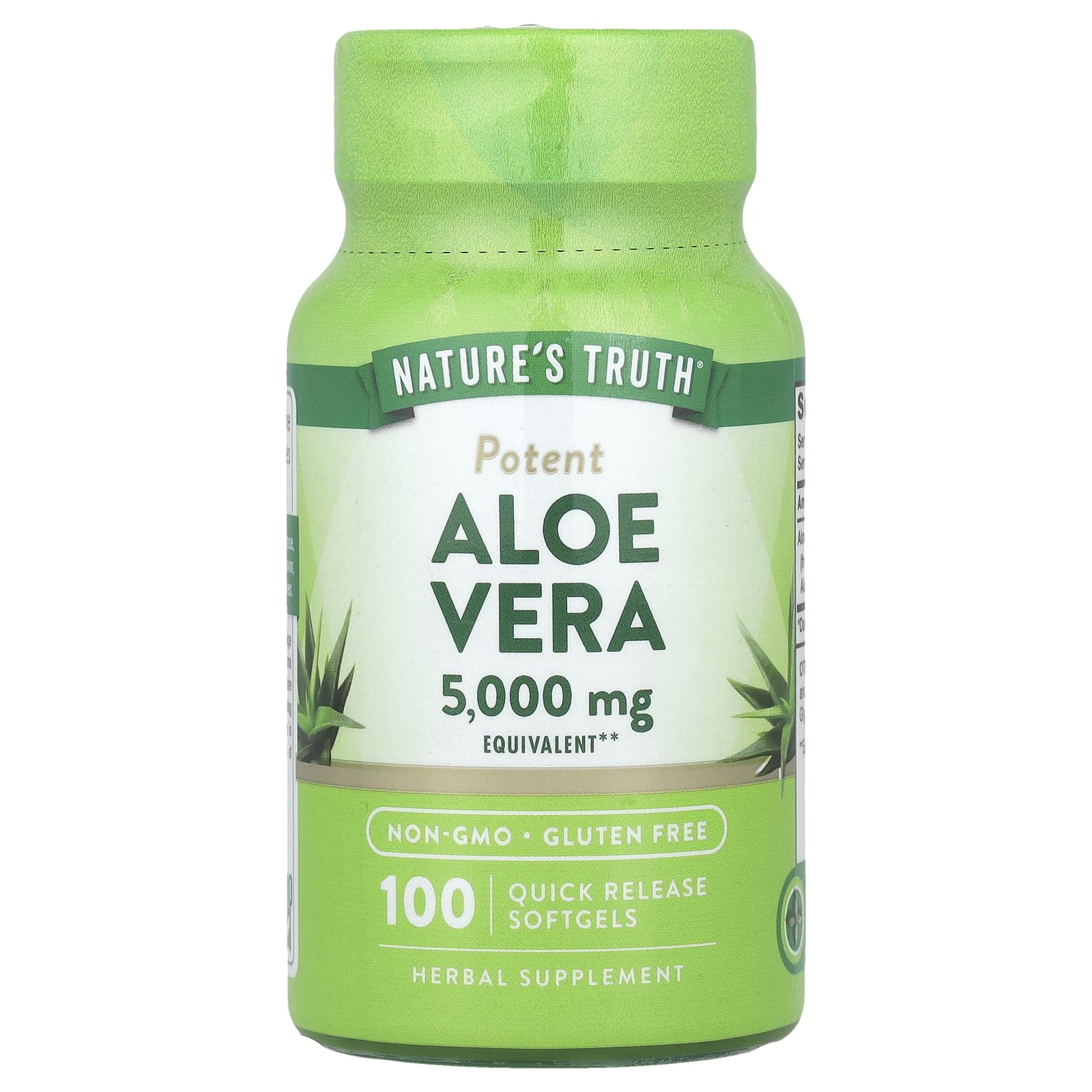 Nature's Truth, Aloe Vera, 5,000 mg, 100 Quick Release Softgels - Image 1