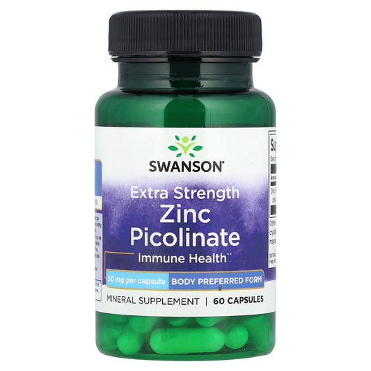 Swanson, Zinc Picolinate, Extra Strength , 50 mg, 60 Capsules - Image 1