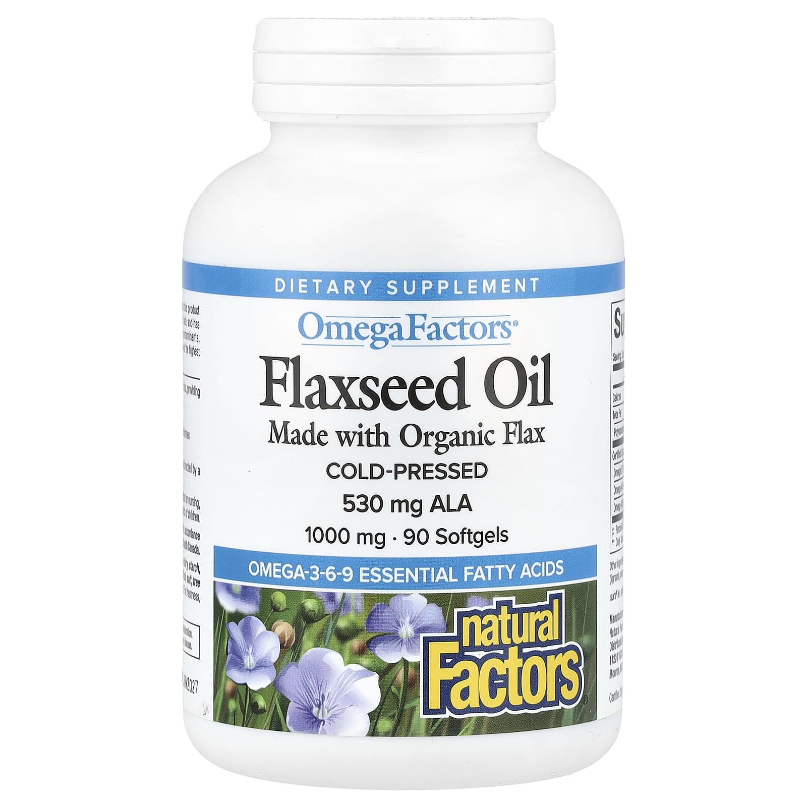 Natural Factors, OmegaFactors, Flaxseed Oil, 1,000 mg, 90 Softgels