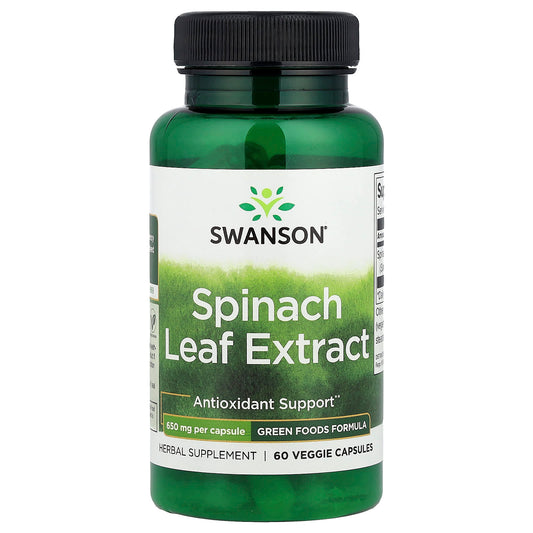 Swanson, Spinach Leaf Extract, 650 mg, 60 Veggie Capsules - Image 1