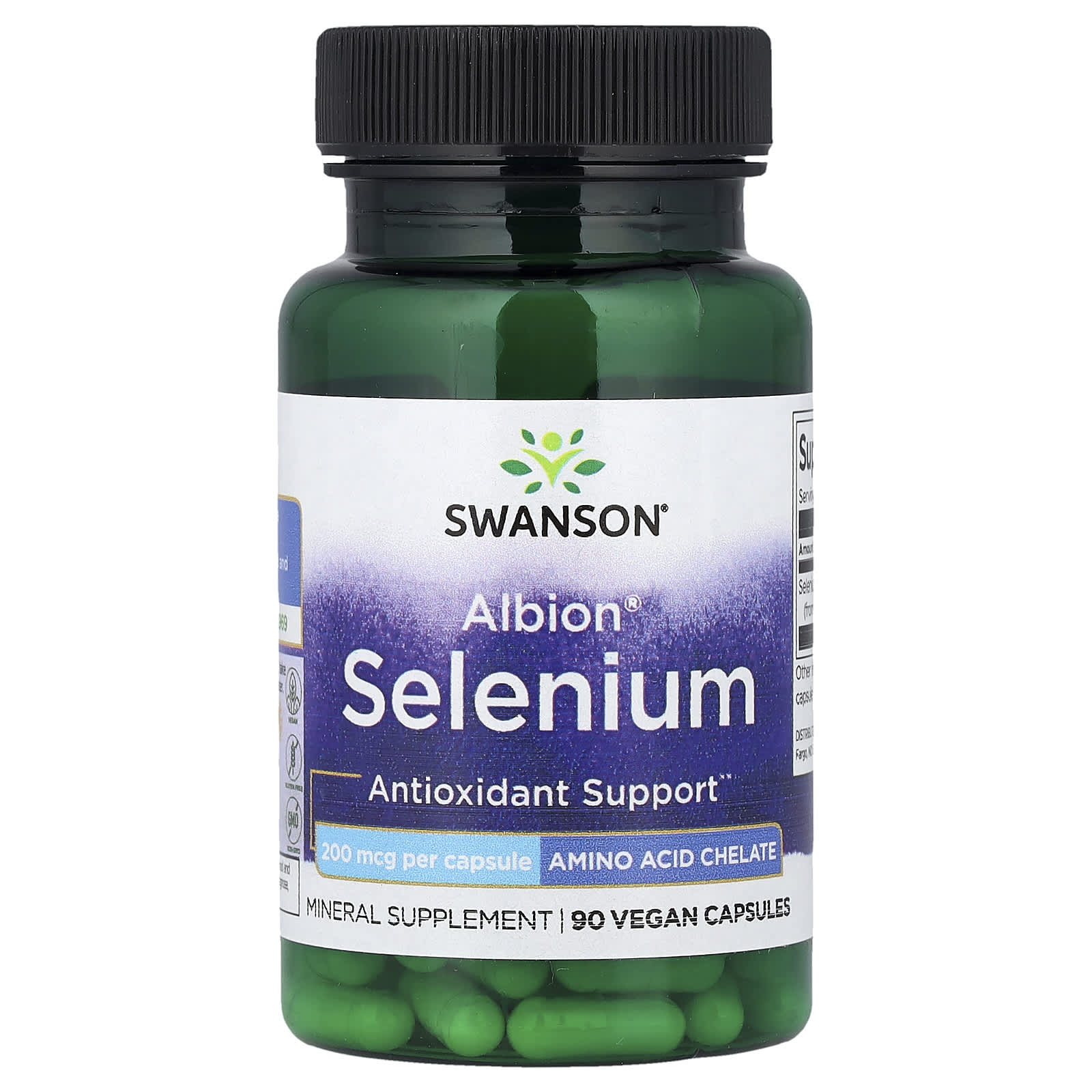 Swanson, Albion® Selenium , 200 mcg, 90 Vegan Capsules - Image 1