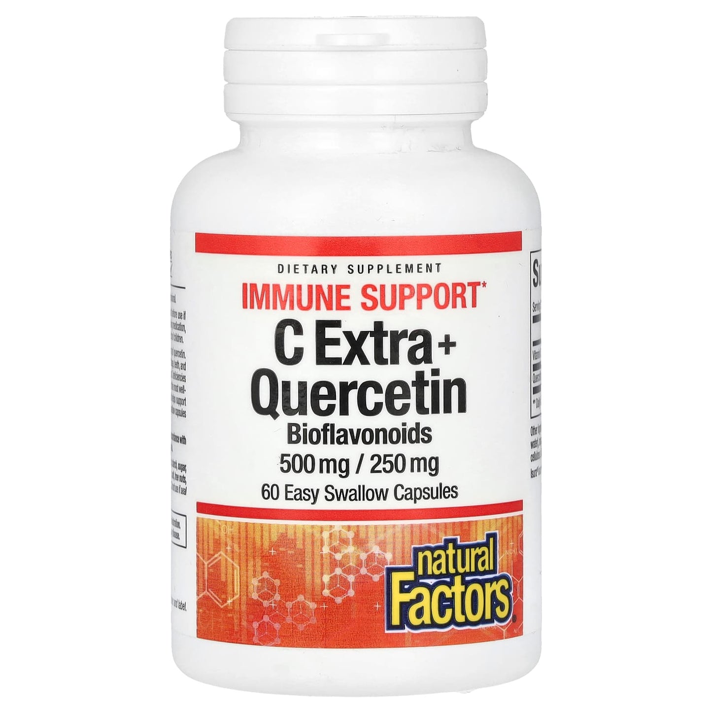 Natural Factors, C Extra + Quercetin, 500 mg/ 250 mg, 60 Easy Swallow Capsules - Image 1