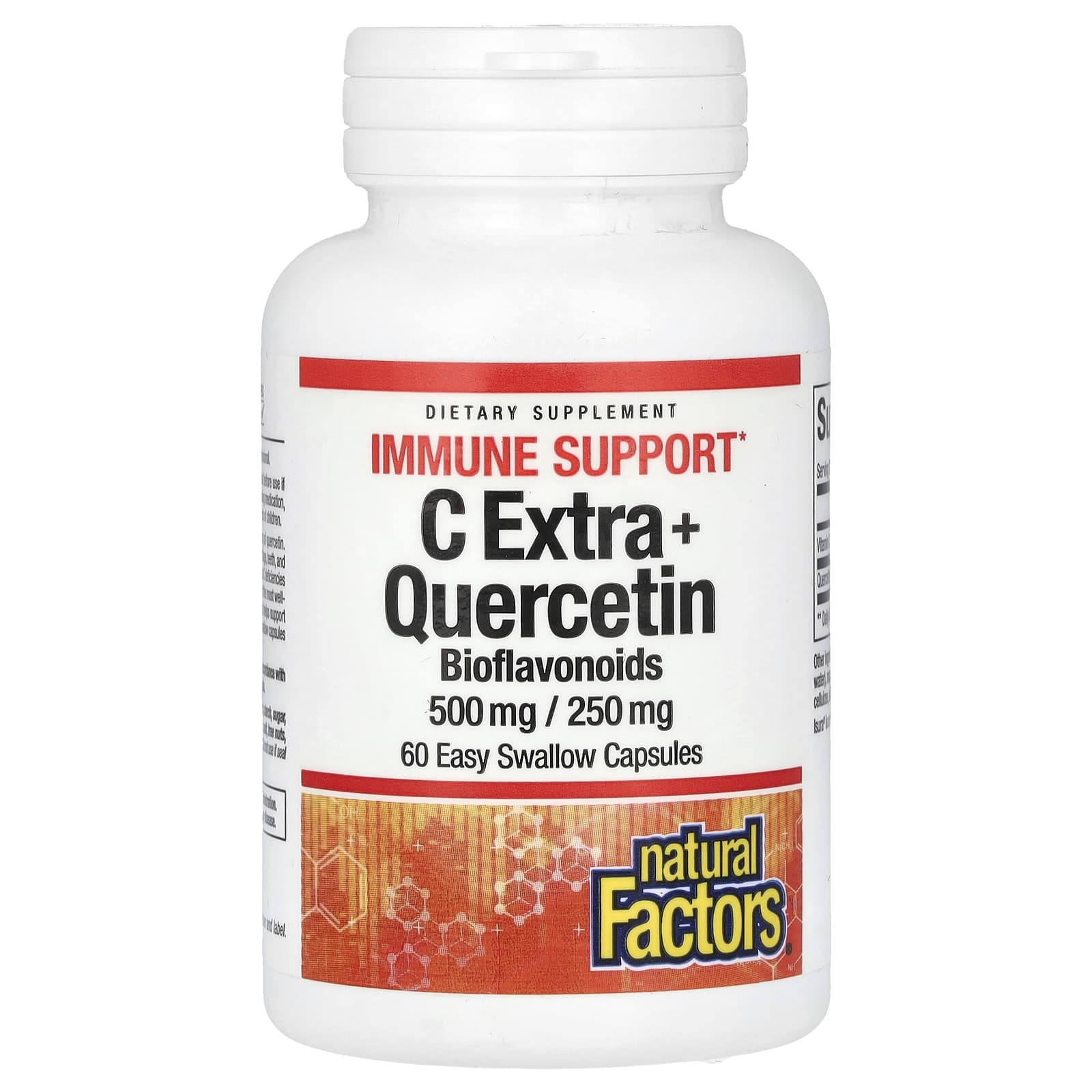 Natural Factors, C Extra + Quercetin, 500 mg/ 250 mg, 60 Easy Swallow Capsules - Image 1
