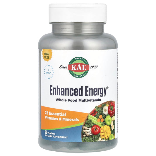 KAL, Enhanced Energy®, Whole Food Multivitamin, Iron Free, 60 VegTab - Image 1