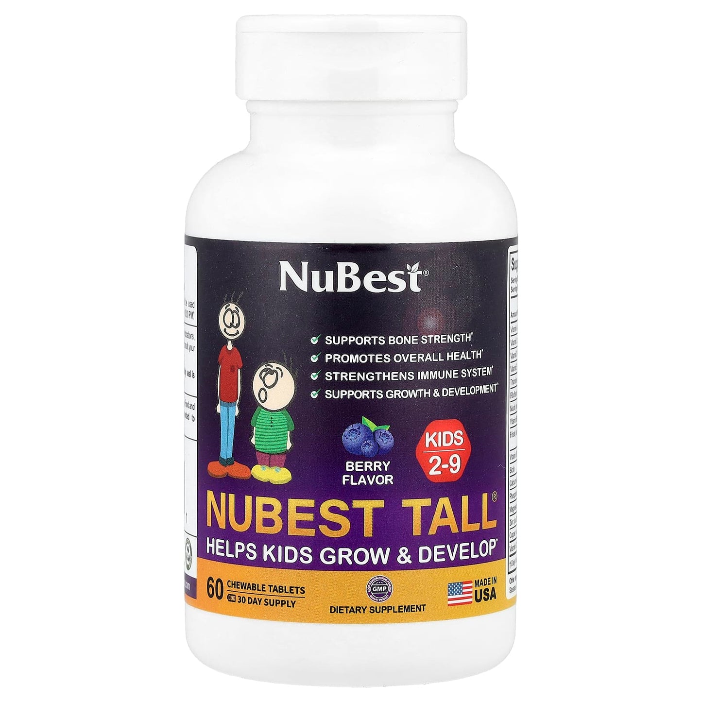 NuBest, Tall®, Kids Ages 2-9, Berry, 60 Chewable Tablets - Image 1