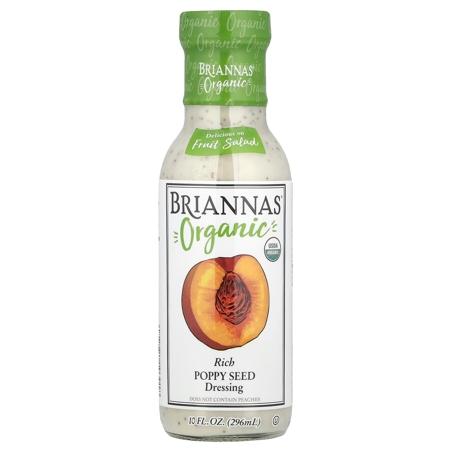 Briannas Organic Rich Poppy Seed Dressing, 10 fl oz (296 ml) - USDA Certified - Image 1