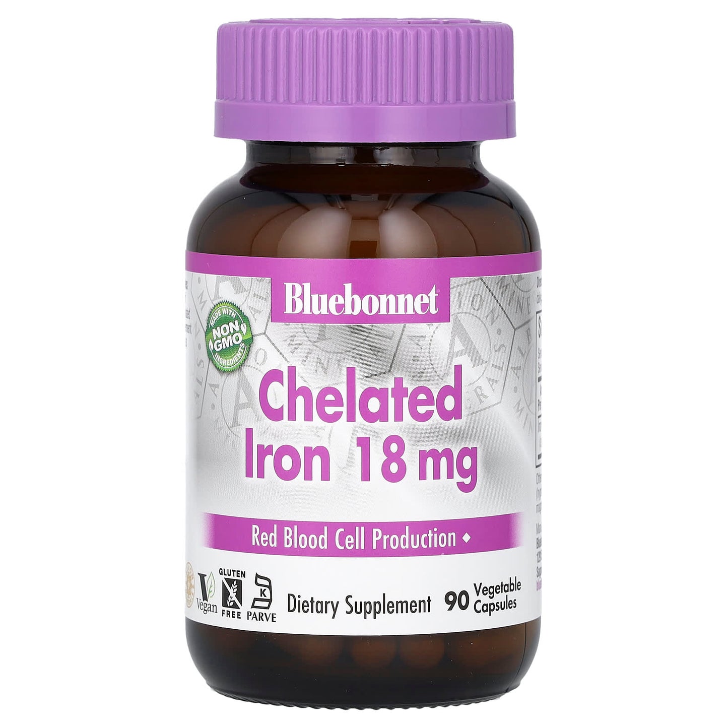 <strong>Bluebonnet Nutrition Chelated Iron Supplement</strong> - 18mg, 90 Veg Capsules, Ferrochel Iron - Image 1