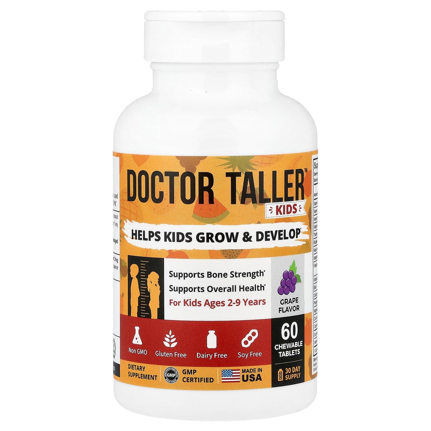 NuBest, Doctor Taller™, For Kids Ages 2-9 Years, Grape, 60 Chewable Tablets - Image 1