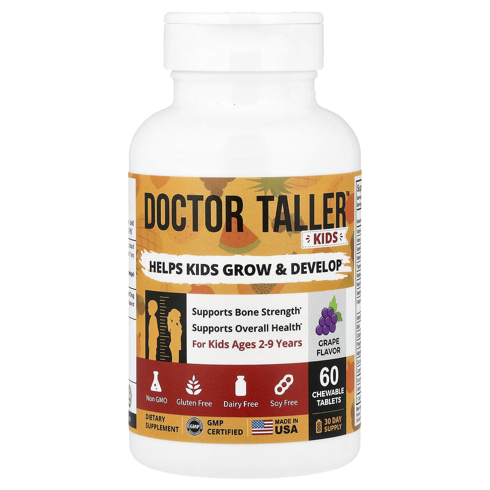 NuBest, Doctor Taller™, For Kids Ages 2-9 Years, Grape, 60 Chewable Tablets - Image 1