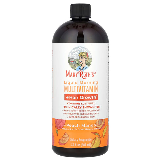 MaryRuth's, Liquid Morning Multivitamin + Hair Growth , Peach Mango, 30 fl oz (887 ml) - Image 1