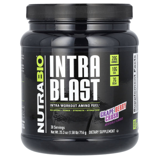 NutraBio, Intra Blast, Intra Workout Amino Fuel, Grape Berry Crush, 1.58 lb (716 g) - Image 1