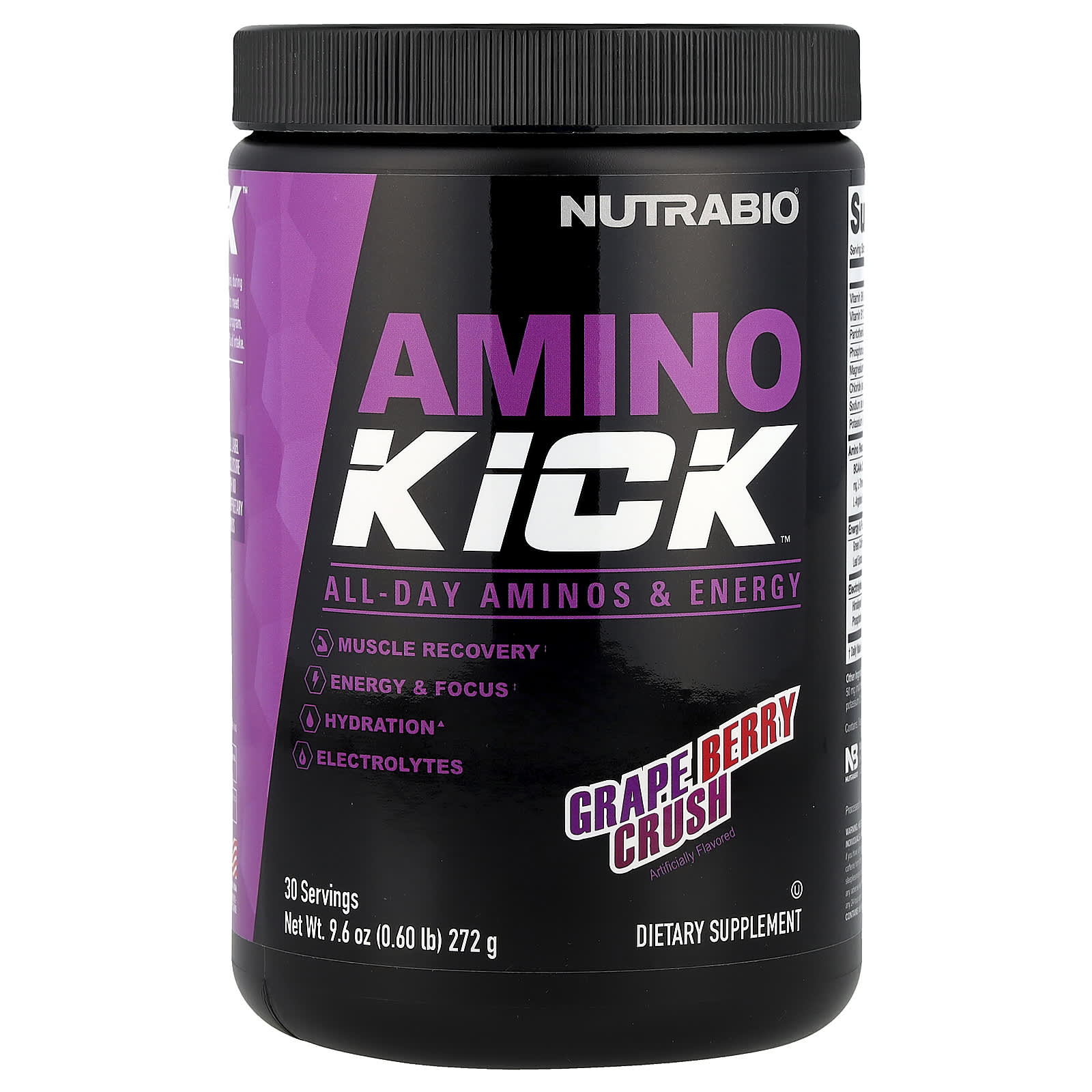 NutraBio, Amino Kick™, Grape Berry Crush, 9.6 oz (272 g) - Image 1