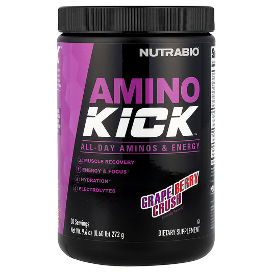 NutraBio, Amino Kick™, Grape Berry Crush, 9.6 oz (272 g) - Image 1
