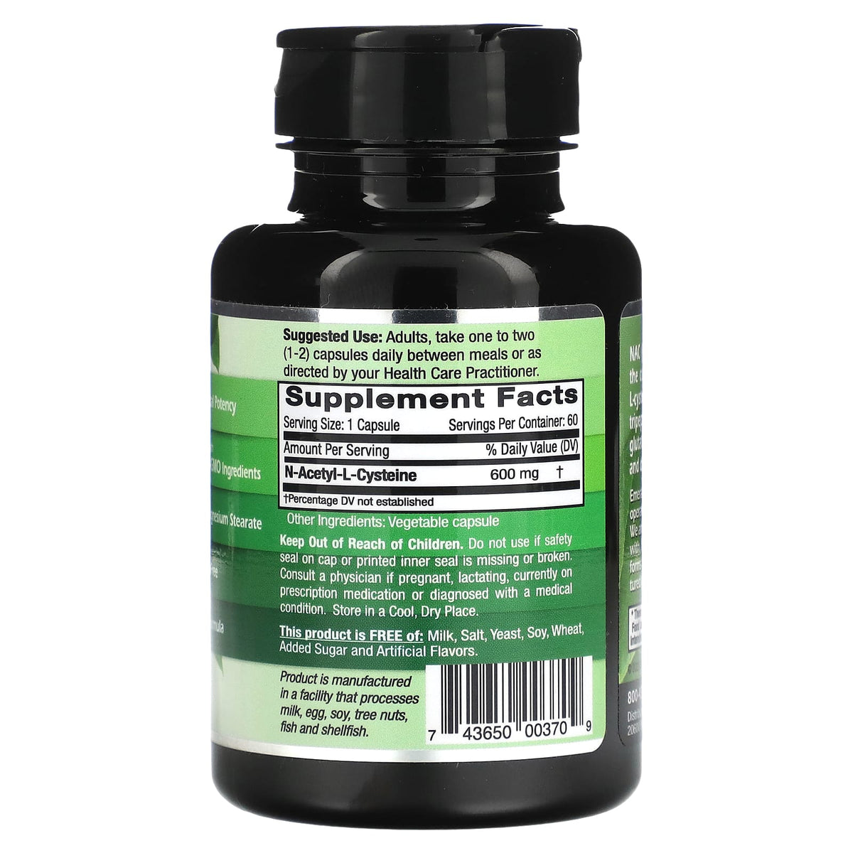 Emerald Laboratories NAC Vegan 600mg 60 Capsules - Natural Antioxidant - Image 2