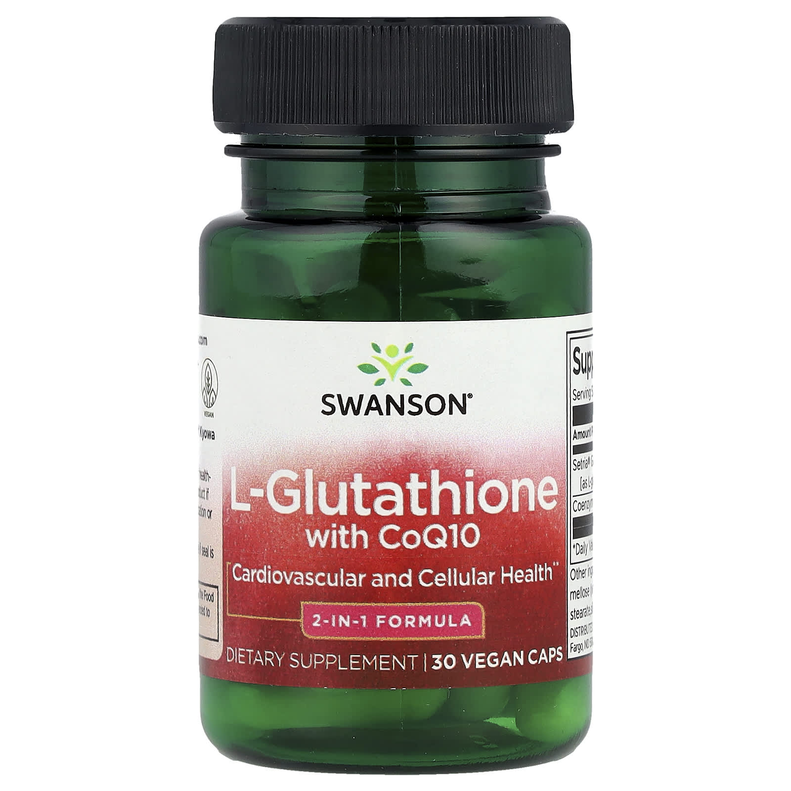 Swanson, L-Glutathione with CoQ10, 30 Vegan Caps - Image 1