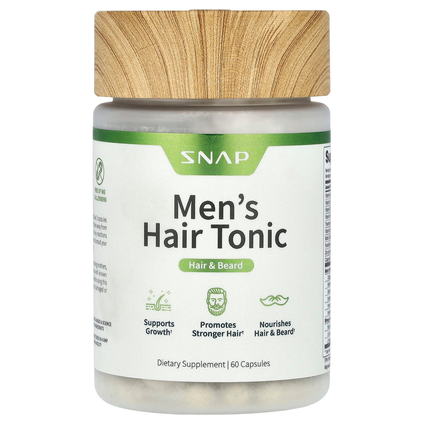 Snap Supplements, Men's Hair Tonic, Hair & Beard, 60 Capsules - Image 1