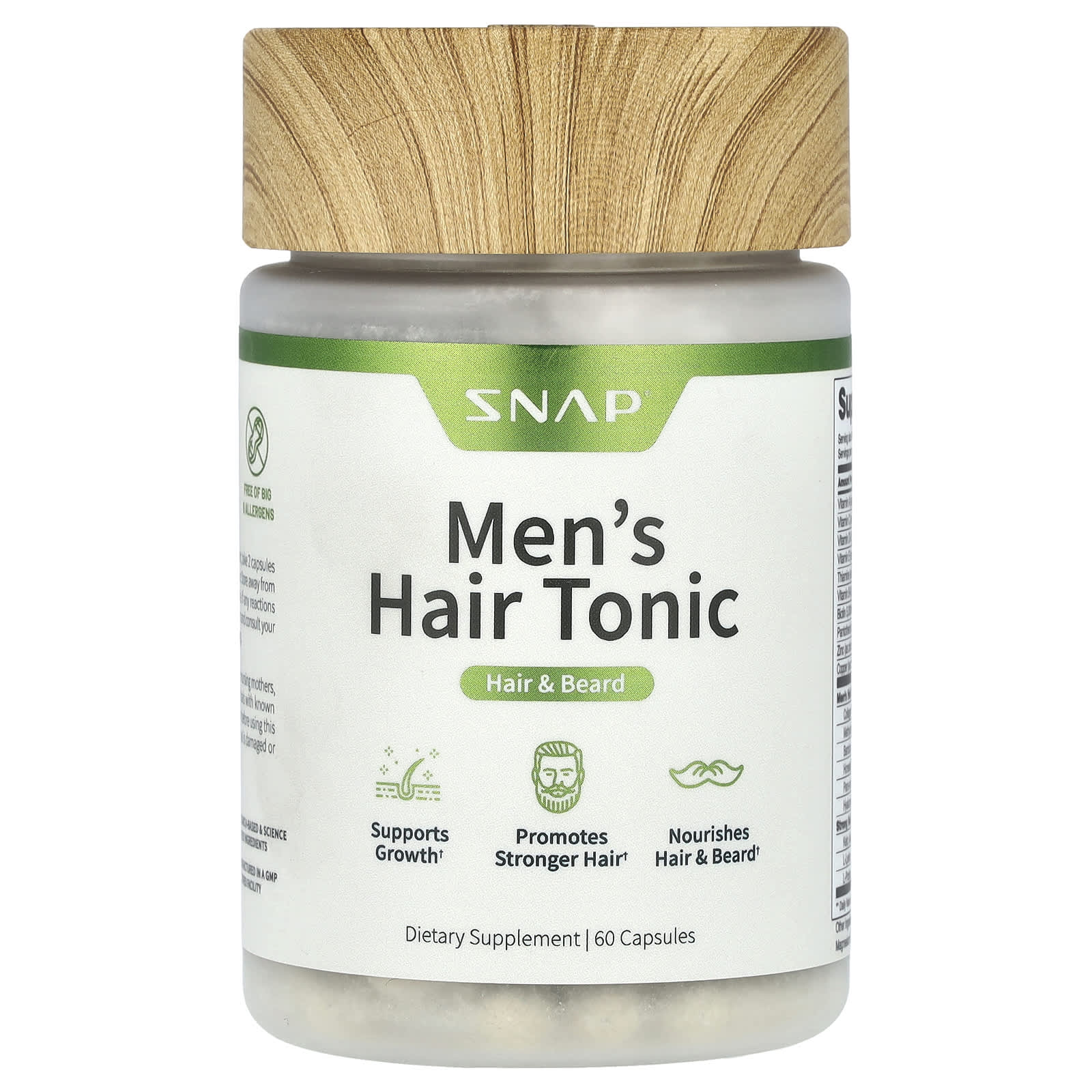 Snap Supplements, Men's Hair Tonic, Hair & Beard, 60 Capsules - Image 1