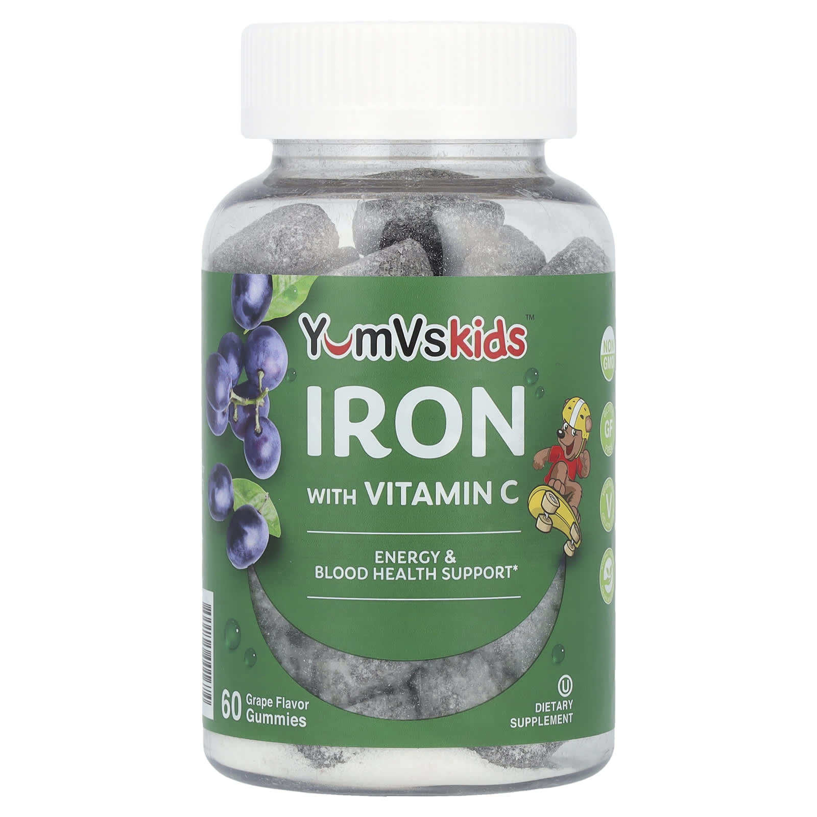 YumVs, Iron with Vitamin C Gummies, Grape, 60 Gummies - Image 1