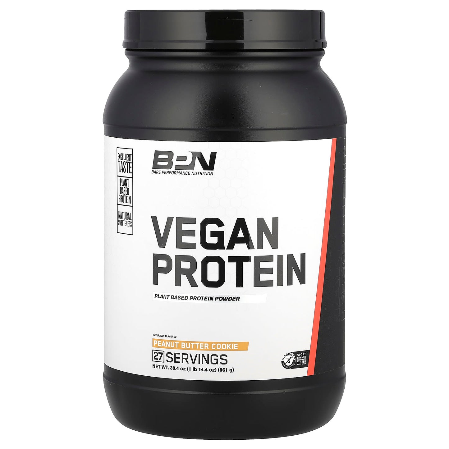 BPN Vegan Protein Powder: Peanut Butter Cookie, 1 lb 14.4 oz - Image 1
