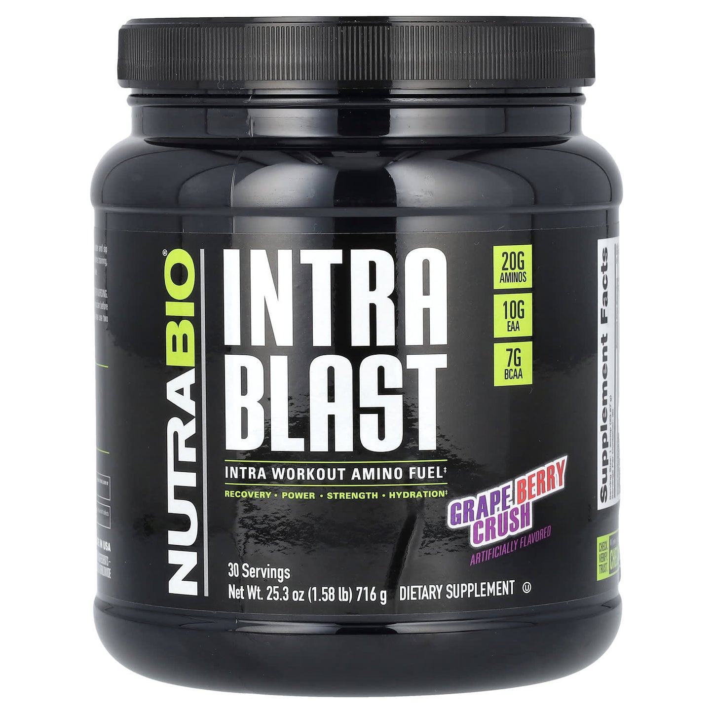 NutraBio, Intra Blast, Intra Workout Amino Fuel, Grape Berry Crush, 1.58 lb (716 g) - Image 1