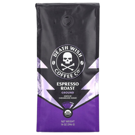 Death Wish Espresso Roast Coffee, 14 oz, USDA Organic, Fair Trade - Image 1
