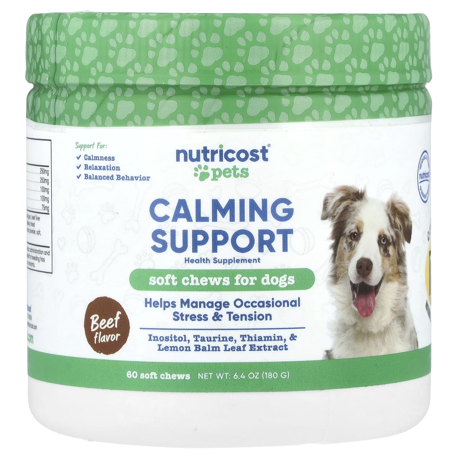 Nutricost, Pets, Calming Support, For Dogs, Beef, 60 Soft Chews, 6.4 oz (180 g) - Image 1