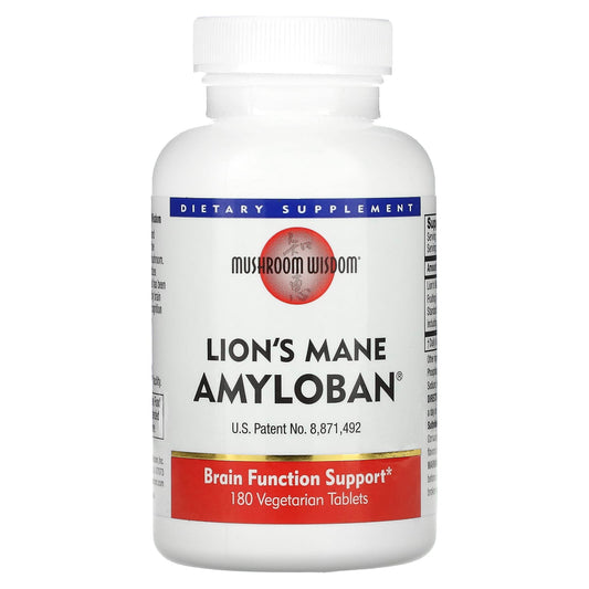 Mushroom Wisdom, Lion's Mane Amyloban, 180 Vegetarian Tablets (325 mg per Tablet) - Image 1