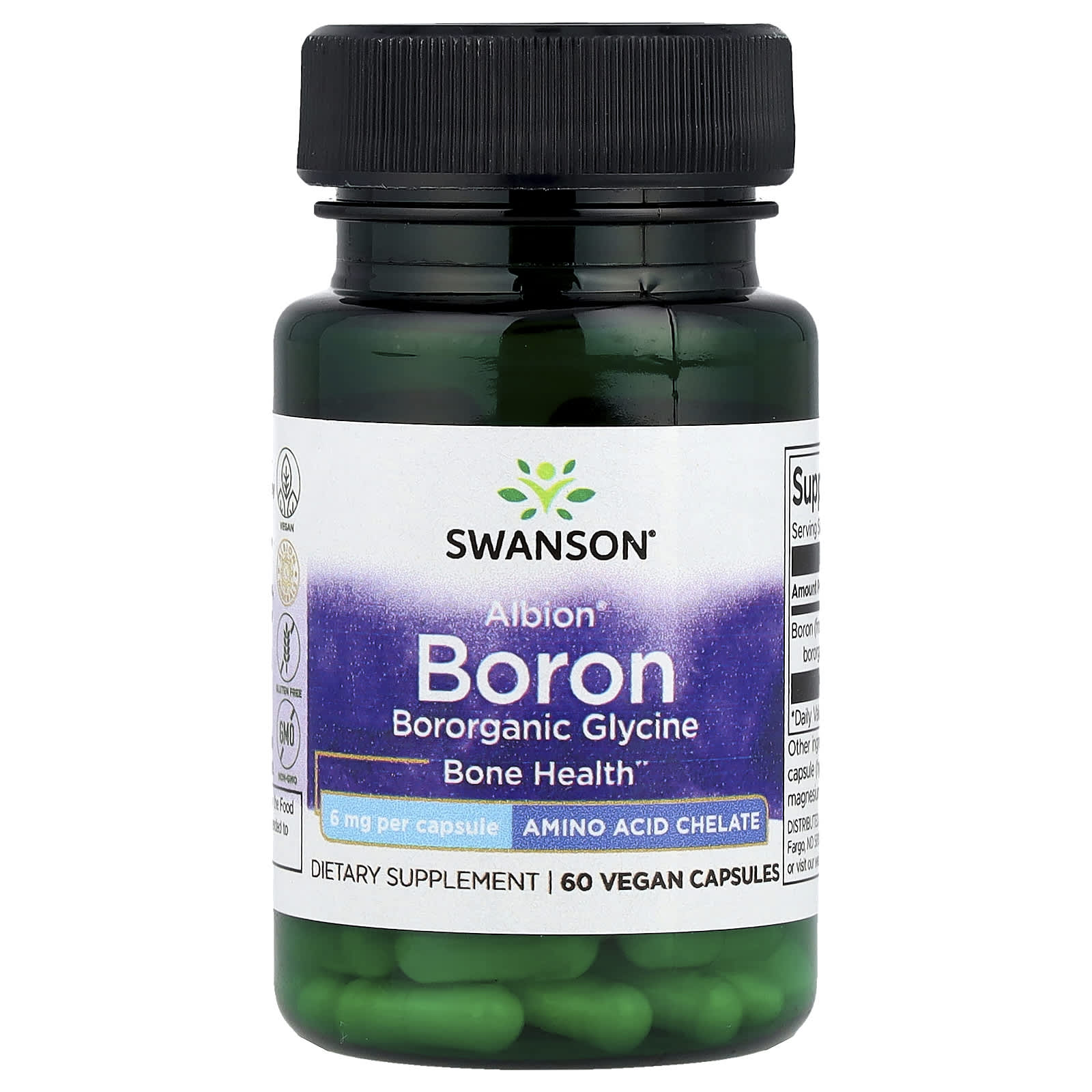 Swanson, Albion® Boron, 6 mg, 60 Vegan Capsules - Image 1