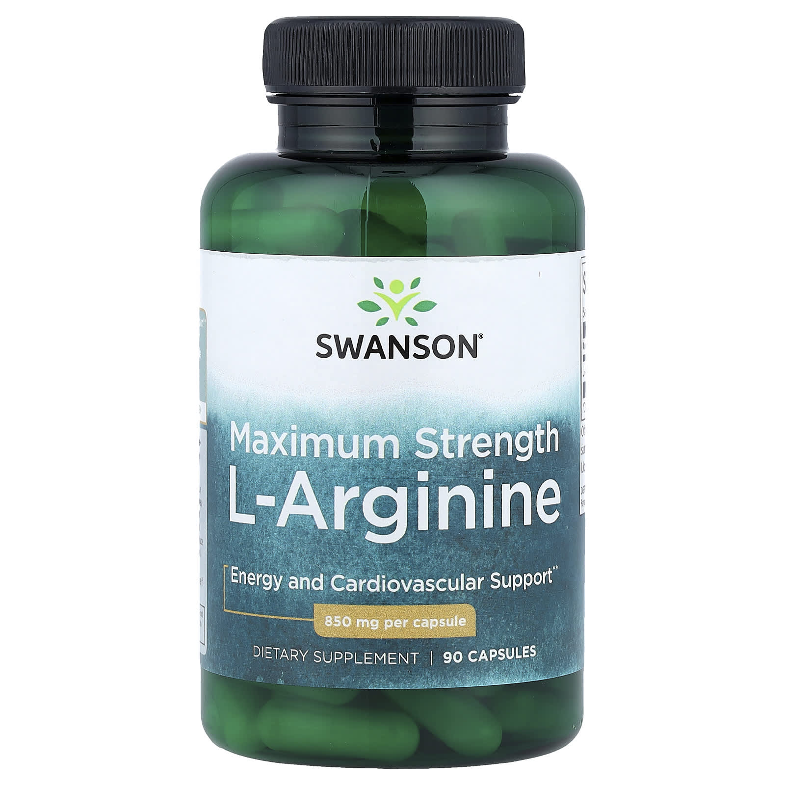 Swanson, L-Arginine, Maximum Strength, 850 mg, 90 Capsules - Image 1