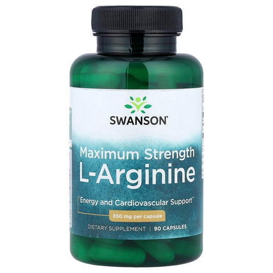 Swanson, L-Arginine, Maximum Strength, 850 mg, 90 Capsules - Image 1