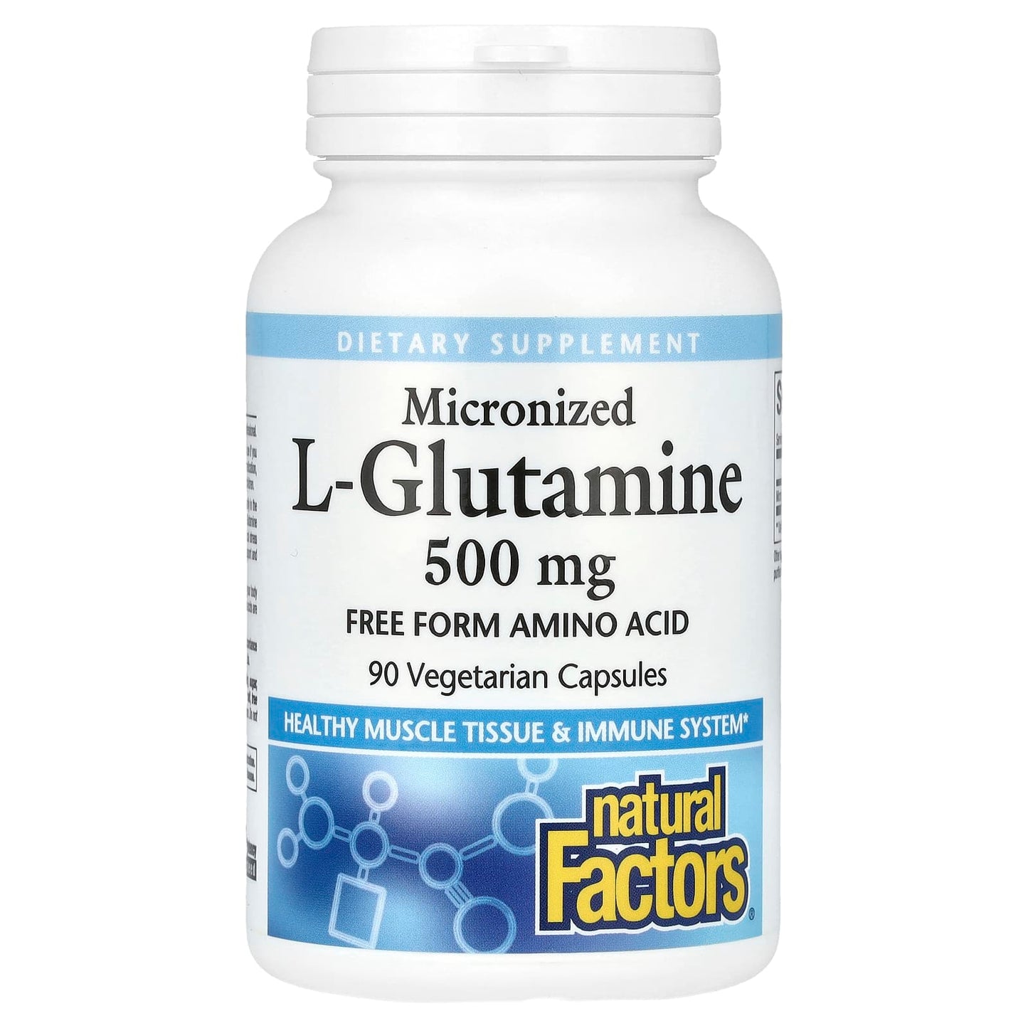 Natural Factors, Micronized L-Glutamine, 500 mg, 90 Vegetarian Capsules - Image 1