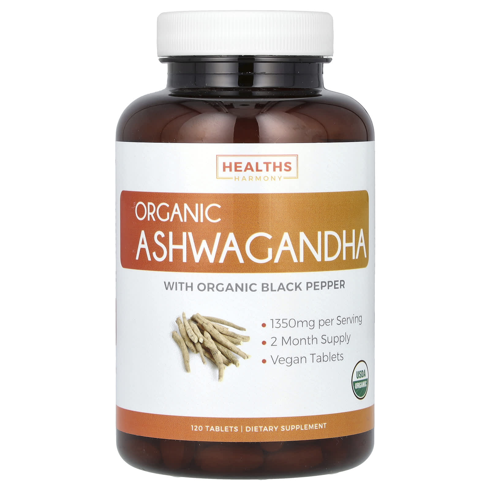 Organic Ashwagandha 120 Tablets for Stress Relief & Energy Boost - Image 1