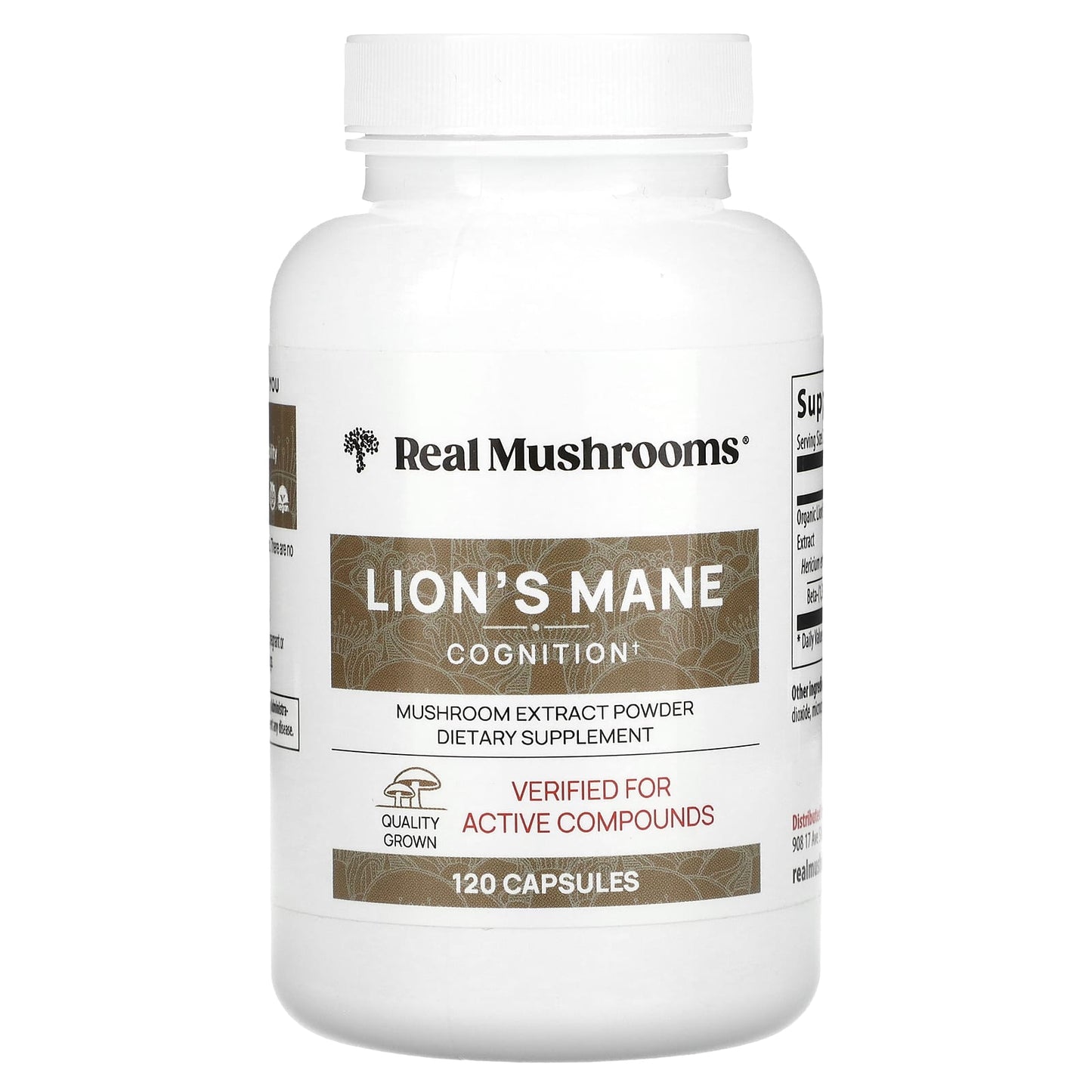 Real Mushrooms, Lion's Mane, Mushroom Extract Powder, 120 Capsules - Image 1