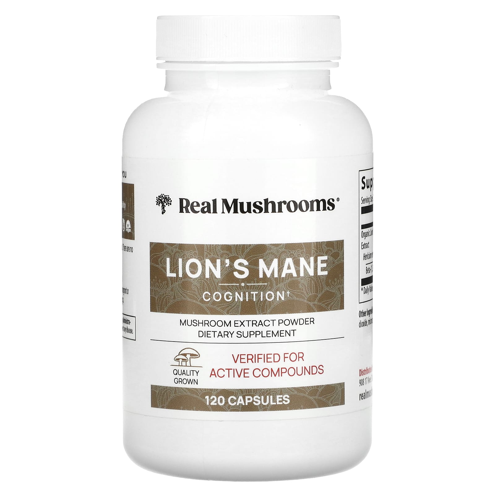 Real Mushrooms, Lion's Mane, Mushroom Extract Powder, 120 Capsules - Image 1