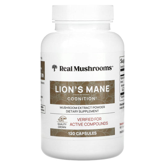 Real Mushrooms, Lion's Mane, Mushroom Extract Powder, 120 Capsules - Image 1
