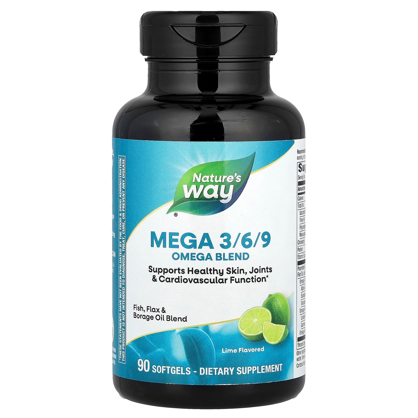 Nature's Way, Mega 3/6/9, Omega Blend, Lime, 90 Softgels - Image 1