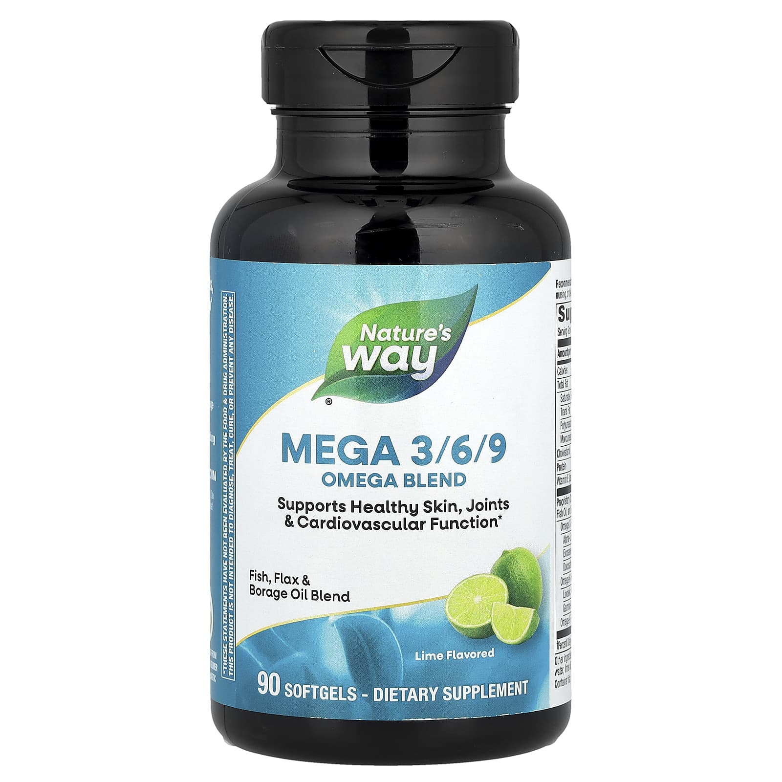 Nature's Way, Mega 3/6/9, Omega Blend, Lime, 90 Softgels - Image 1