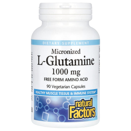 Natural Factors, Micronized L-Glutamine, 1,000 mg, 90 Vegetarian Capsules - Image 1