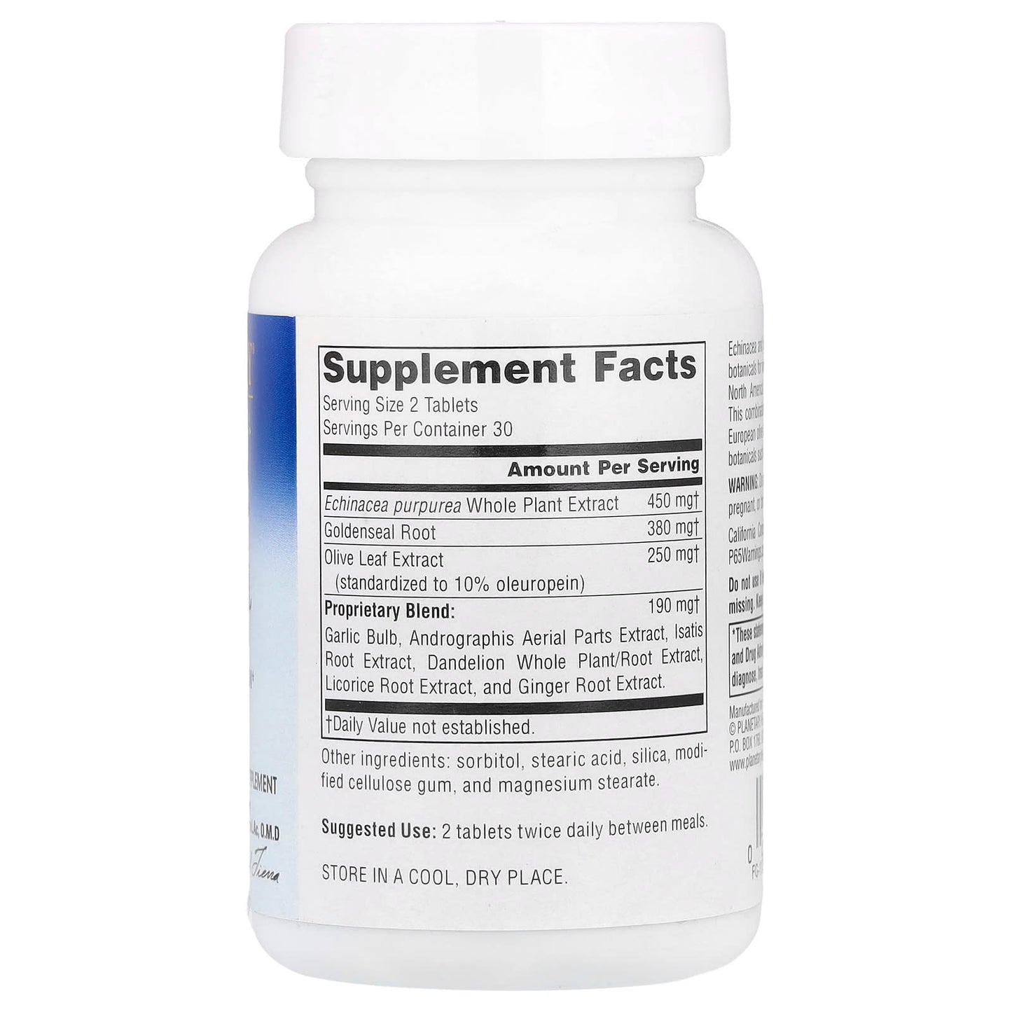 Planetary Herbals, Echinacea-Goldenseal with Olive Leaf, 635 mg, 60 Tablets (317 mg per Tablet)