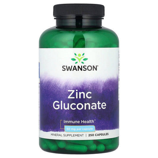 Swanson, Zinc Gluconate, 50 mg, 250 Capsules - Image 1