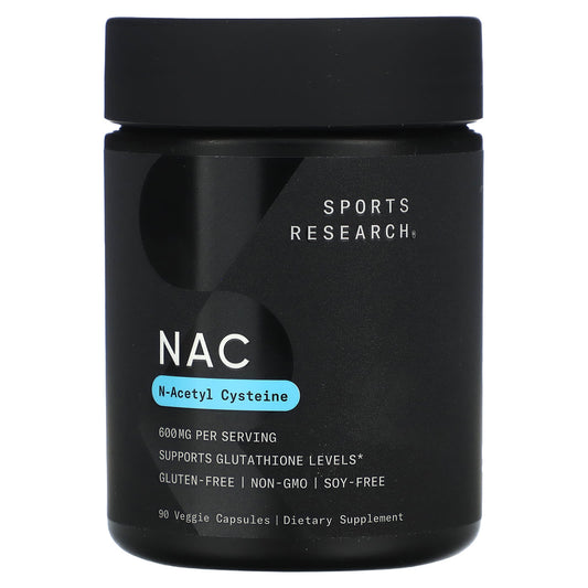 Sports Research, NAC, N-Acetyl-Cysteine, 600 mg, 90 Veggie Capsules - Image 1