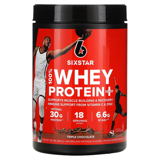 SIXSTAR, 100% Whey Protein Plus, Triple Chocolate, 1.82 lbs (826 g) - Image 1
