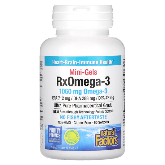 Natural Factors, RxOmega-3 Mini-Gels, 60 Softgels (530 mg per Softgel) - Image 1