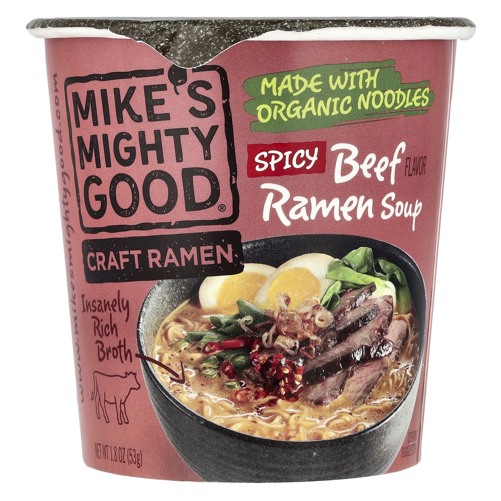 Mike's Mighty Good, Craft Ramen, Spicy Beef Flavor Ramen Soup, 1.8 oz (53 g) - Image 1