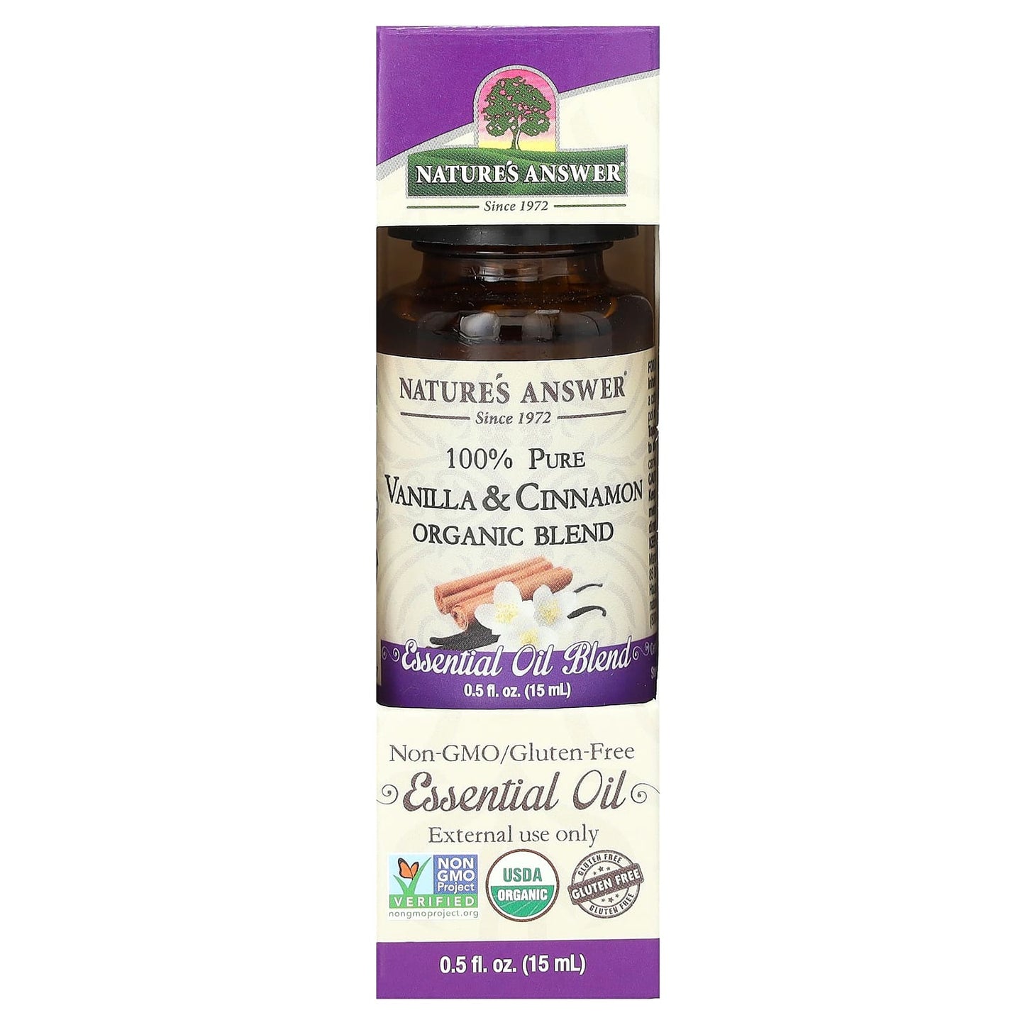 Nature's Answer, 100% Pure Organic Essential Oil Blend, Vanilla & Cinnamon, 0.5 fl oz (15 ml) - Image 2