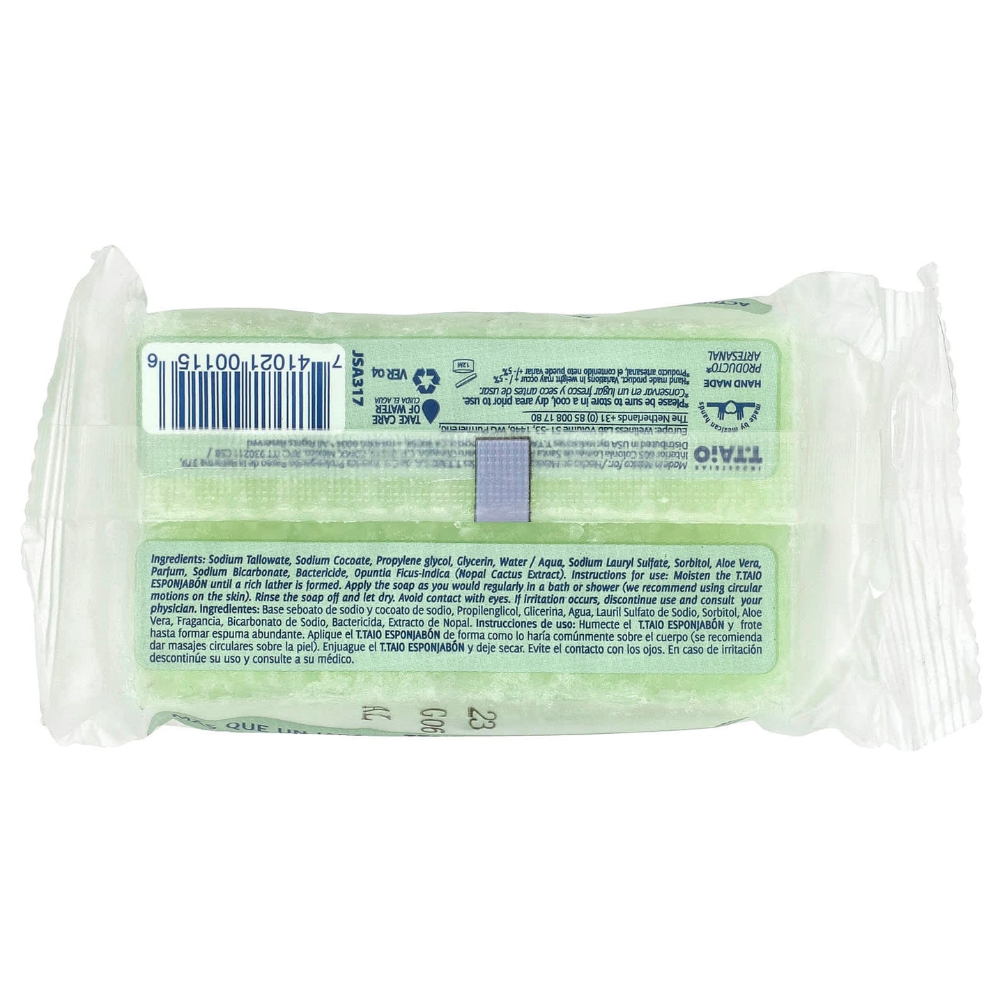 T. Taio, Soap Bar With Sponge Inside, Original Aloe Vera, 4.2 oz (120 g) - Image 2
