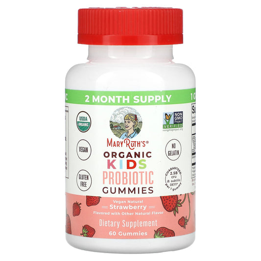 MaryRuth's, Organic Kids Probiotic Gummies, Strawberry, 60 Gummies - Image 1