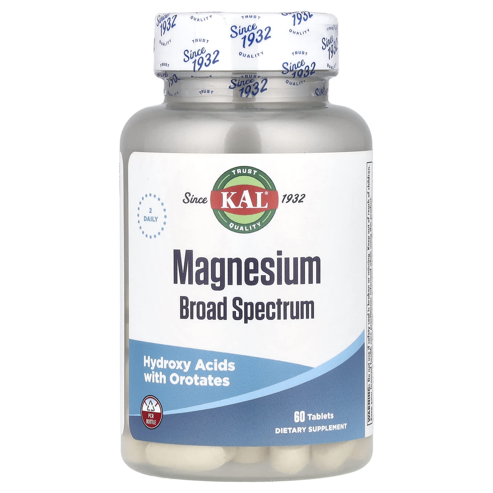 KAL Magnesium Broad Spectrum Supplement, 200mg per Tablet, 60 Count - Image 1