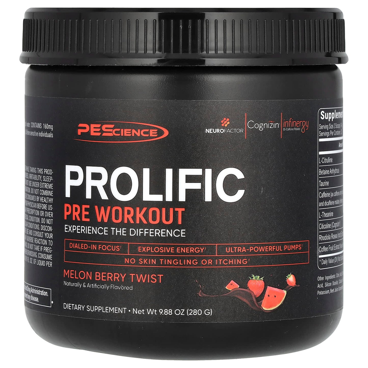PEScience, Prolific, Pre Workout, Melon Berry Twist, 9.88 oz (280 g) - Image 1